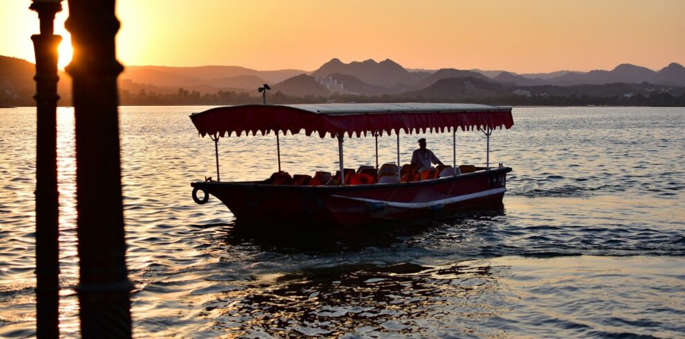 man riding boat